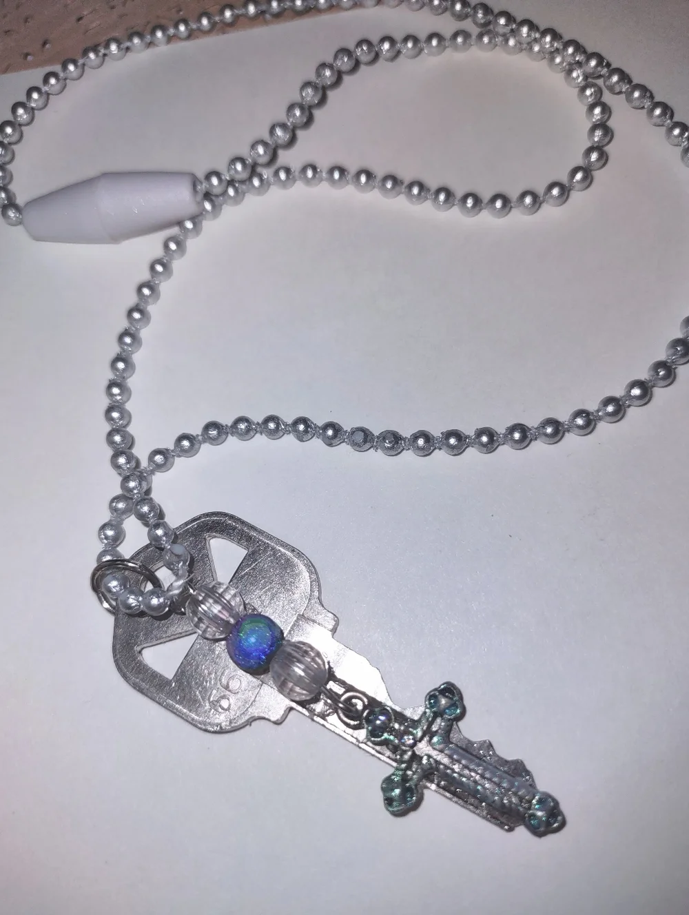 Kid's Key Necklace with Beads & Cross Embellishments - Picture 2 of 13